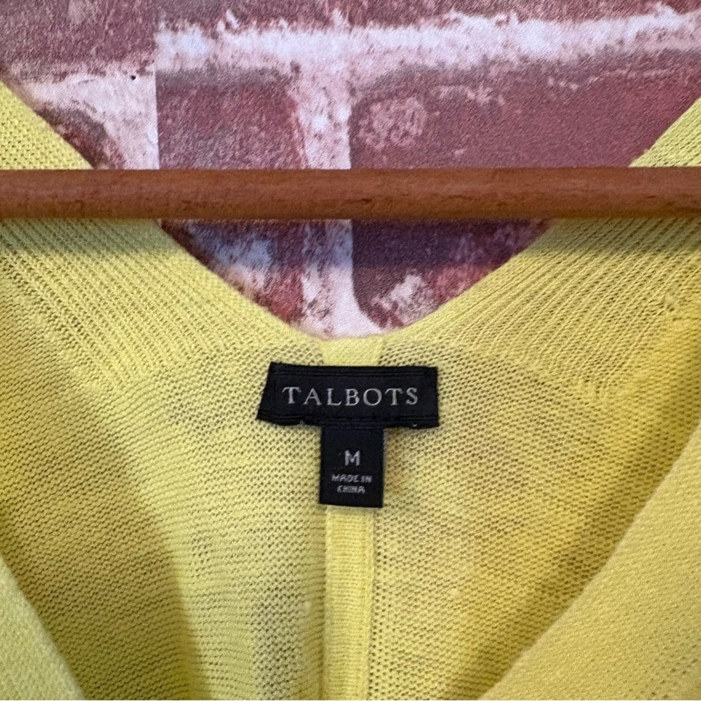 Talbots Bright Yellow V-Neck Short Sleeve Top - Picture 4 of 5